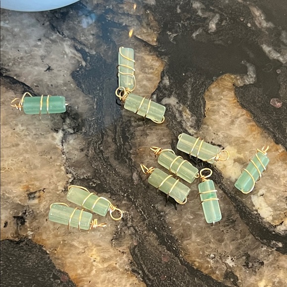 Elegant Gold and Green Wire-Wrapped Peace and Harmony Earrings - Picture 3 of 4